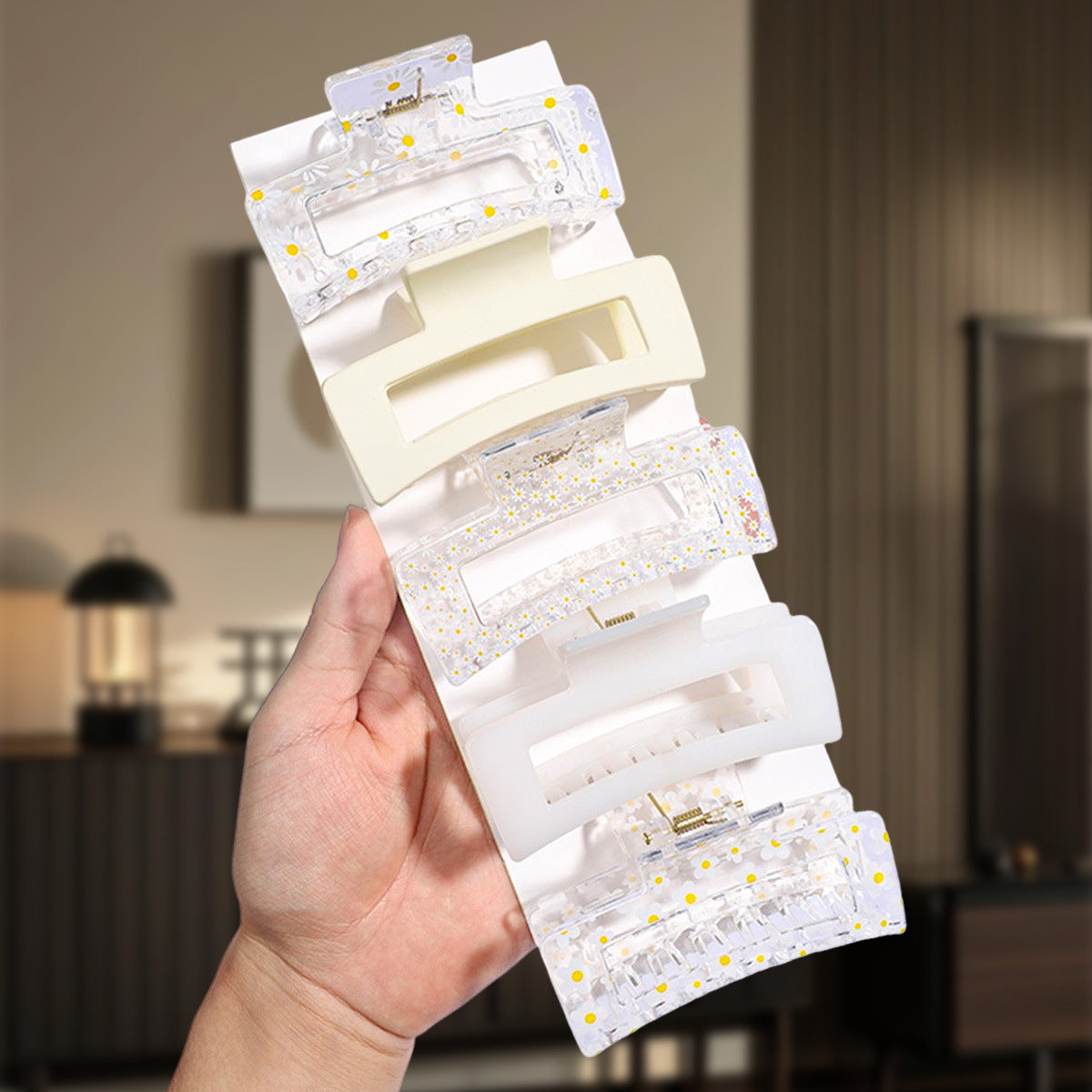 Wholesale Heart Print Summer Heat Square Hair Shark Clip