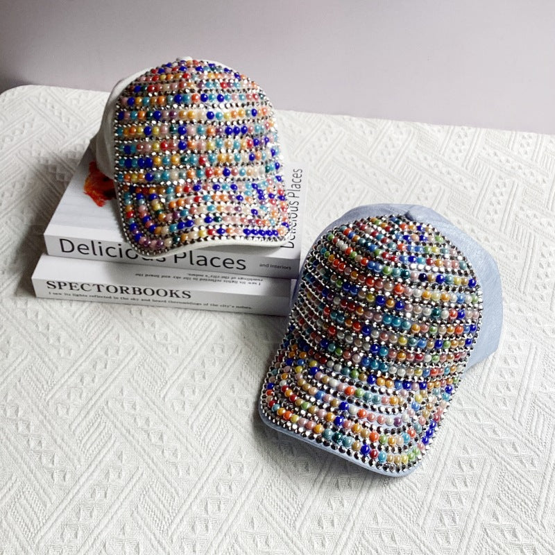 Wholesale Colorful Pearl Rhinestone Baseball Cap