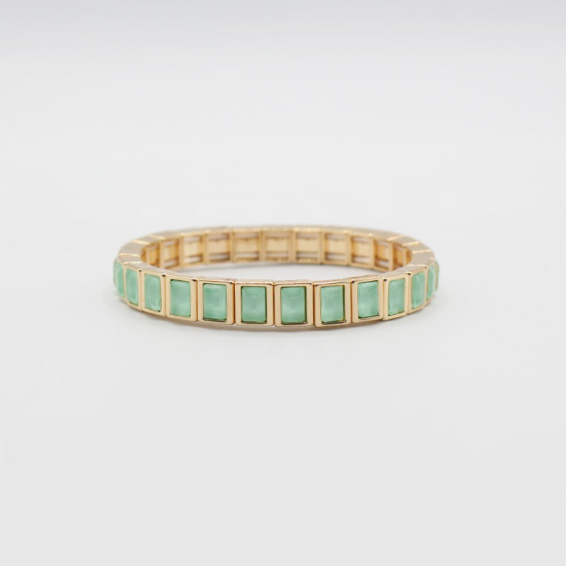 Wholesale Geometric Mocha Crystal Enamel Cuff Bracelet Stackable Bangle Chic Unisex Jewelry Accessory Gift Boutique Resale