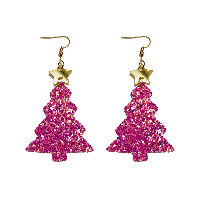 Wholesale Christmas Glitter Gretel Leather Acrylic Earrings