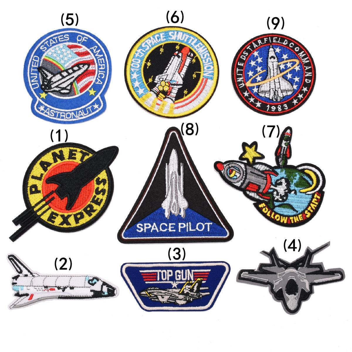 Wholesale Stylish Embroidered Airplane Rocket Cloth Patches Combo Set For Clothing DIY Craft Accessory