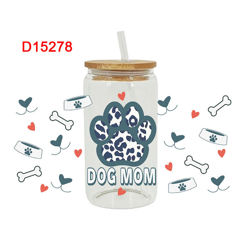 Wholesale  Black and white cat cartoon 16oz Cup UV DTF Wraps