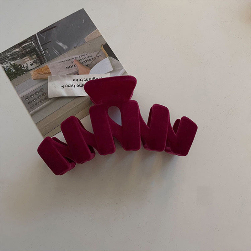 Wholesale Red Flocked Crimson Christmas Hair Clip  Velvet Hair Accessories