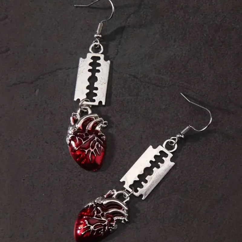 Wholesale Vintage Gothic Heart Blade Men's Earrings