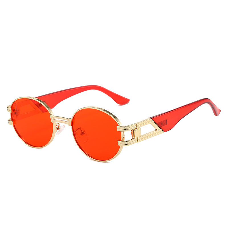 Wholesale Oval Retro Round Metal Fashion Versatile Sunglasses