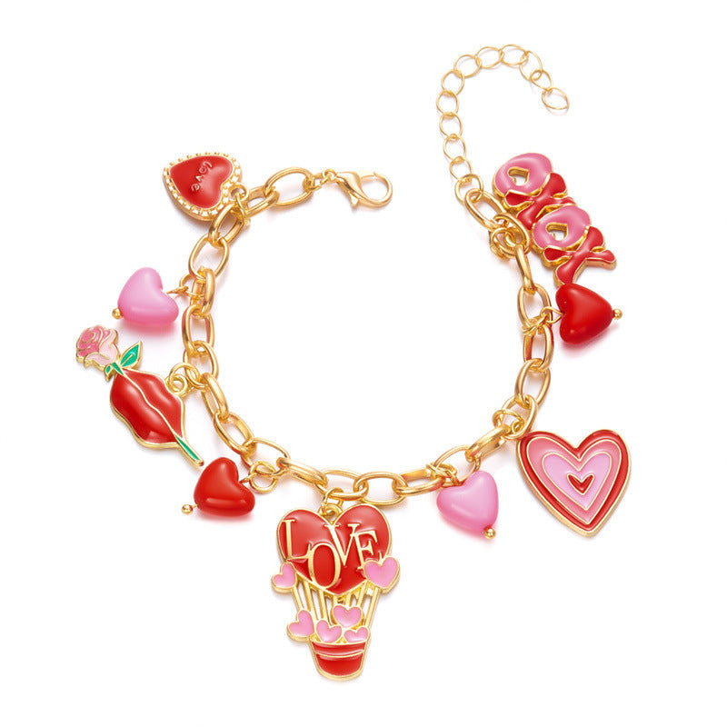 Wholesale Valentine' s Day Love Multi accessory Pink Bracelet
