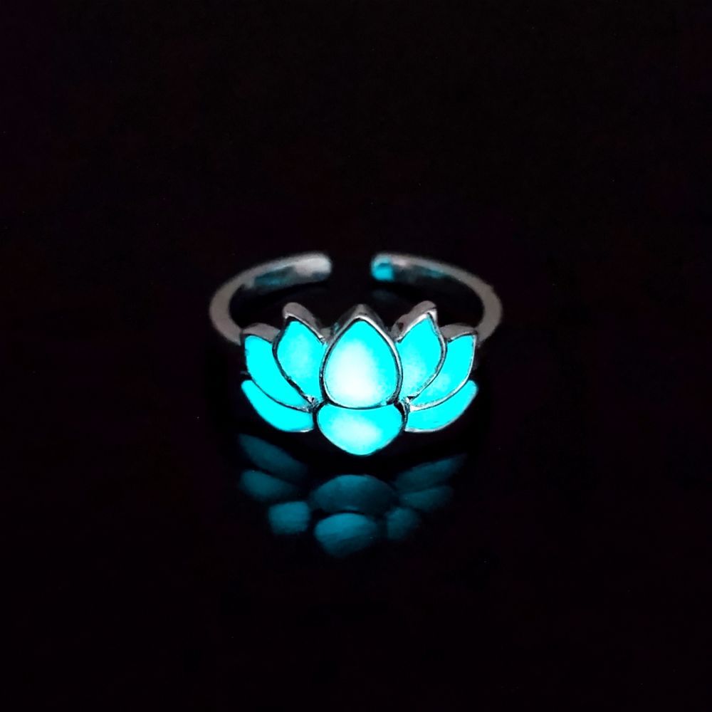 Wholesale Luminous Blooming Lotus Energy Adjustable rings