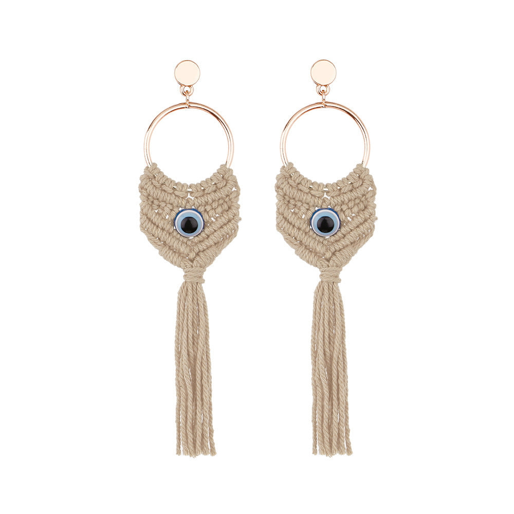 Wholesale Ethnic Tassels Bohemian Style Large Circle Handmade Earrings