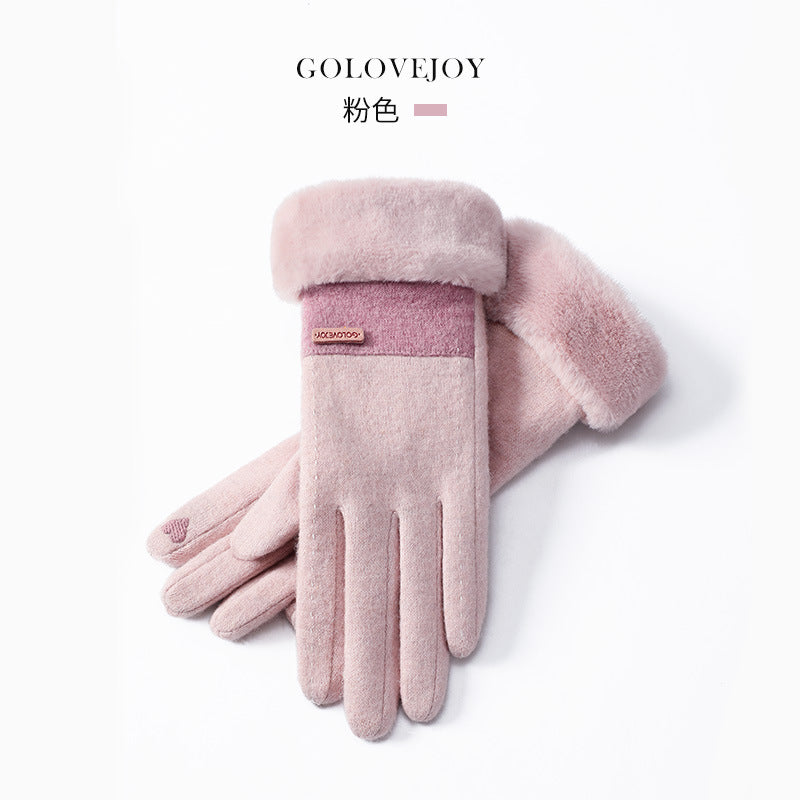 Wholesale Winter Cashmere Thickened Warm Touch Screen Gloves