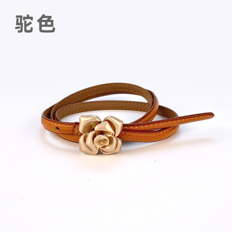 Wholesale Leather Belt for Women with Flower Waistband and Cowhide Leather Belt