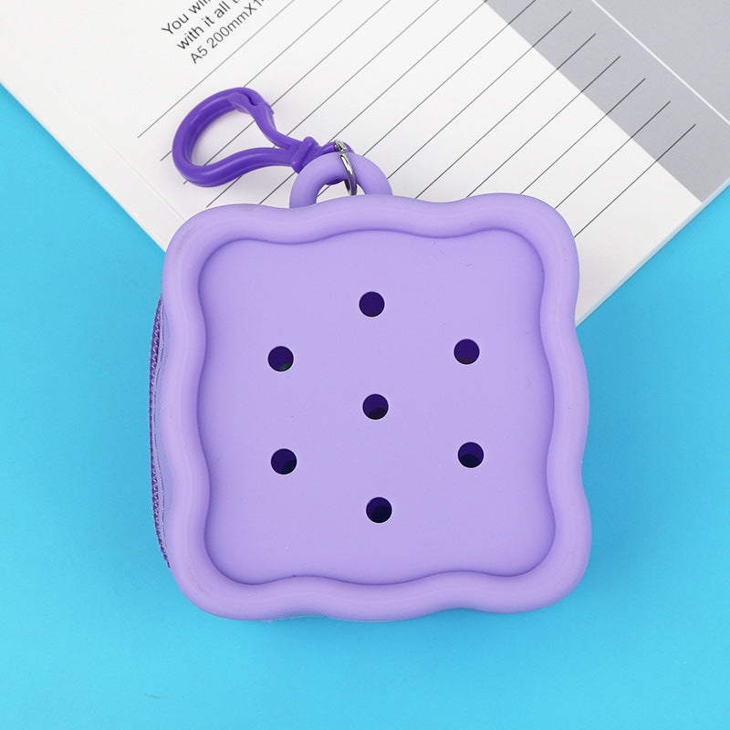 Wholesale Square Hole Coin Purse Children's Cartoon Diy Detachable Silicone Earphone Storage Bag