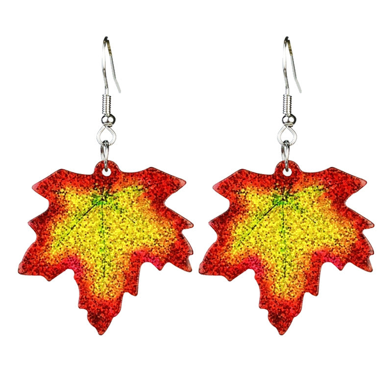 Wholesale 2 Pairs/pack Shiny Thanksgiving Turkey Pumpkin Pie Maple Leaf Coffee Sunflower Earrings