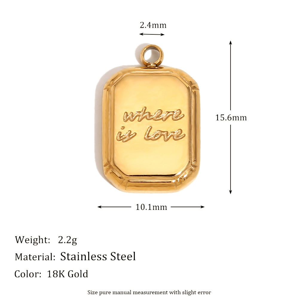 Wholesale Gold Waterdrop Rose Pattern Tile Pendant