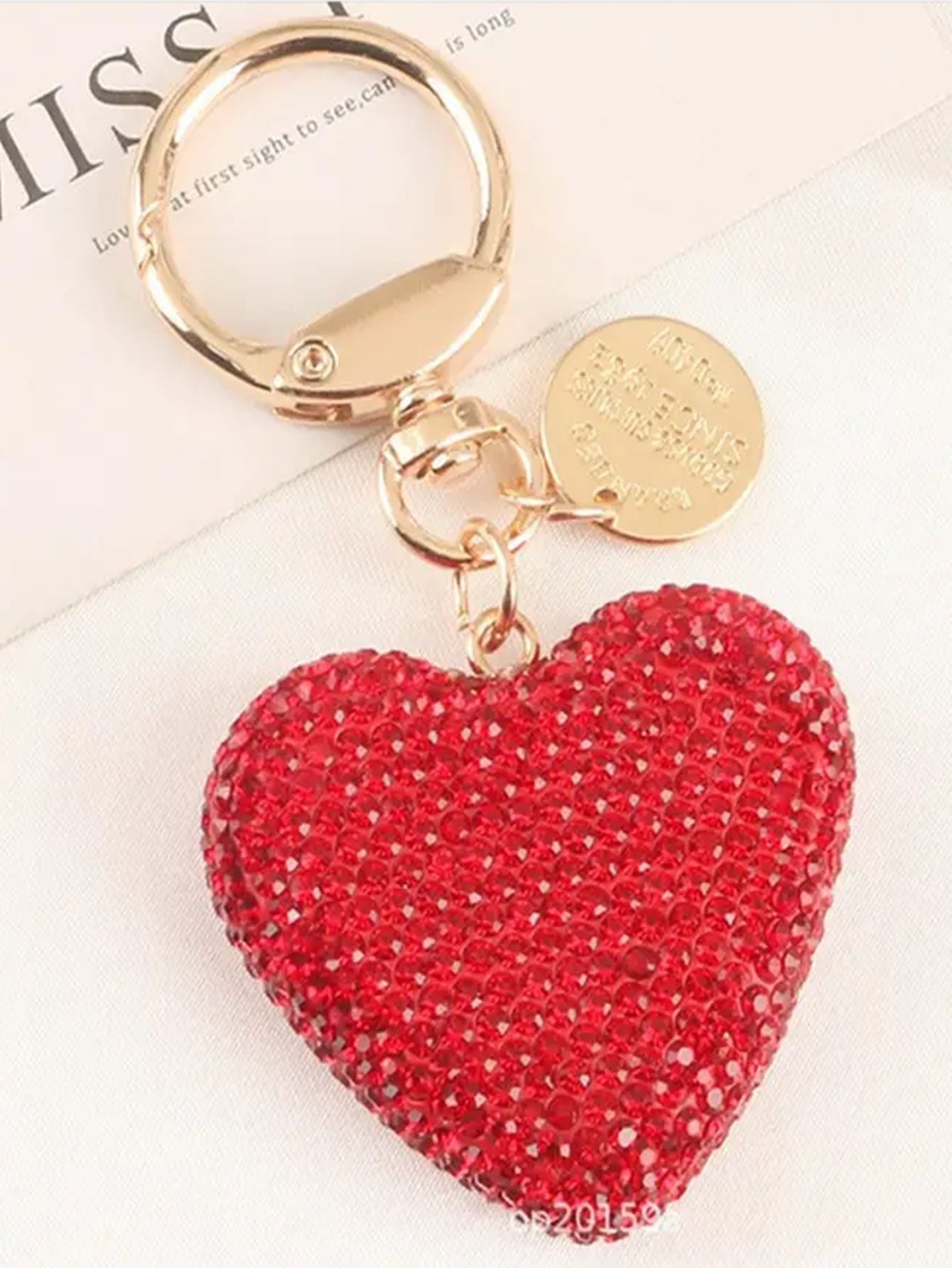Wholesale Zinc Alloy Full Diamond Peach Heart Keychains
