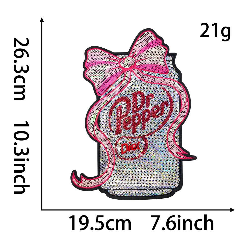 Wholesale Trendy Sequin Embroidered Soda Can Patch OLY ExclusiveWith Bow DIY Craft Supply For Coats And Bags