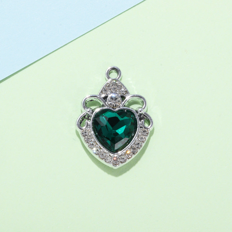 Wholesale 10pcs Crown Love Colored Gemstone Pendant with Diamonds