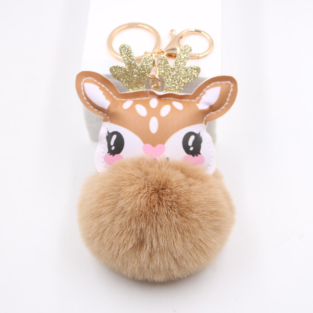 Wholesale Cute Plush Fawn Keychain Cartoon Deer Bag Charm Pendant Christmas Gift Car Key Accessory