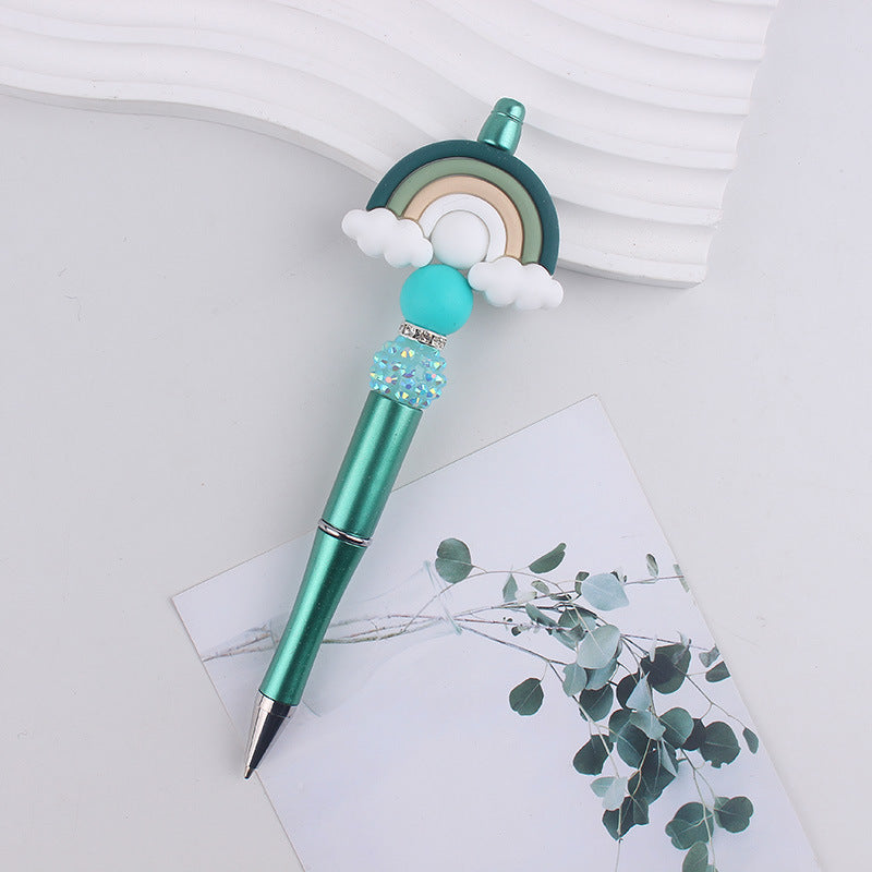 Wholesale Silicone Rainbow Bead Plastic Pen