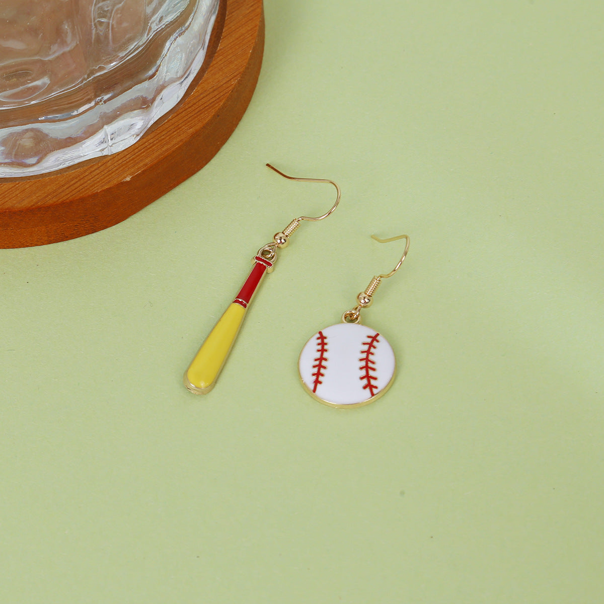 Wholesale Funny cartoon high-grade oil drop baseball earrings
