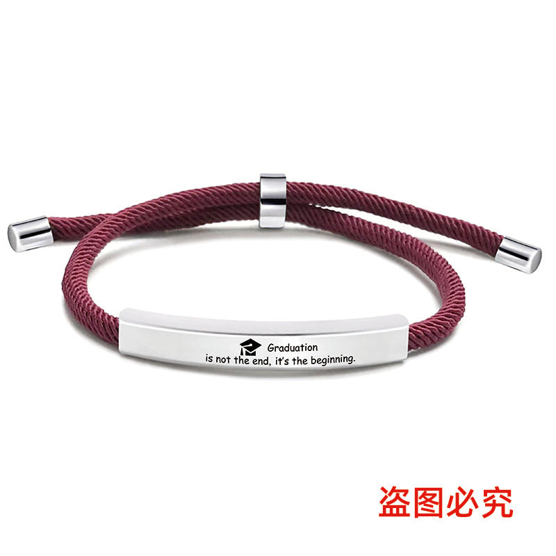 Wholesale Stainless Steel Braided 2024 Graduation Season Day Engraved Bracelet