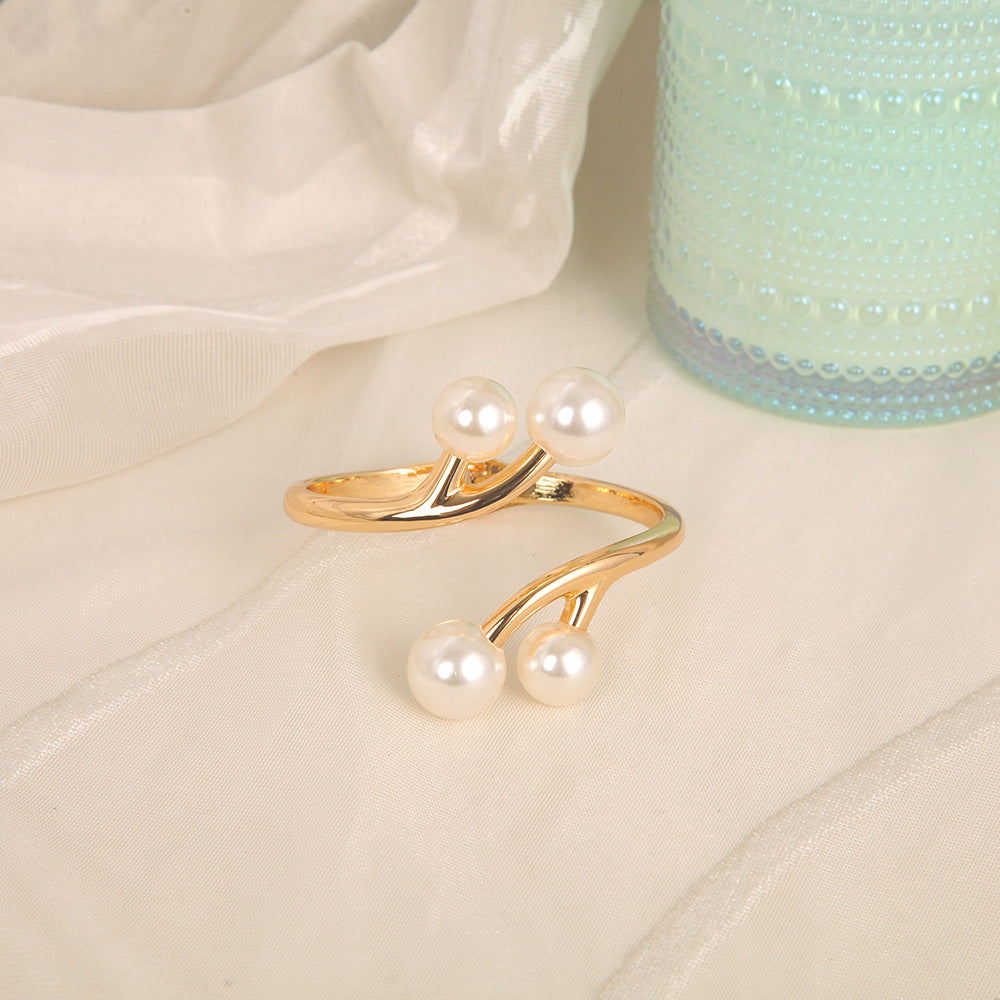 Wholesale Pearl double-layer semi open Layered Bracelet Set