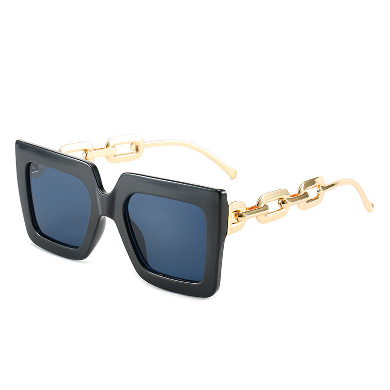 Wholesale Square Large Frame Chain Sunglasses