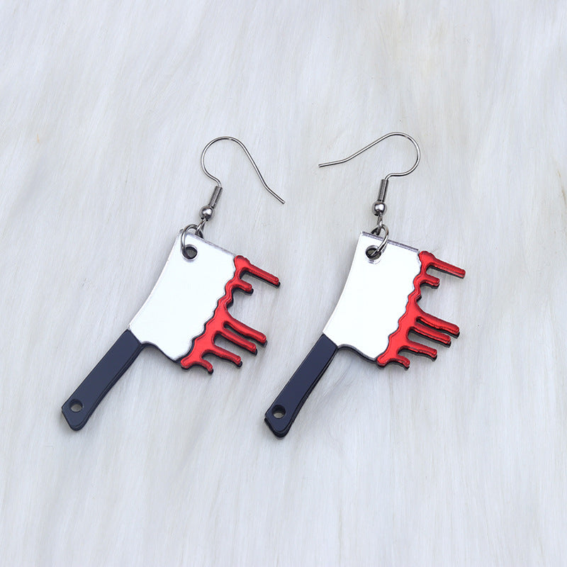 Wholesale Halloween Acrylic Print Blood Knife Earrings