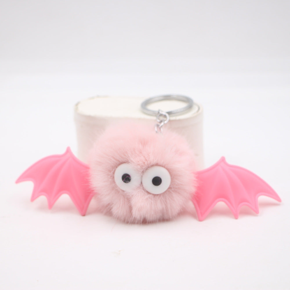 Wholesale Stylish  Black Bat Keychain Pendant Cute Plush Devil Design With Wings Zinc Alloy Hardware Bag Charm And Car Accessory