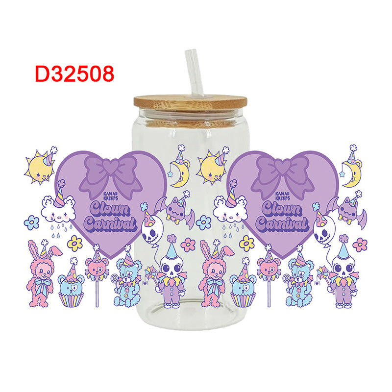 Wholesale Uv Transfer Sticker Glass Cup Crystal Label Crystal Sticker 16OZ UV DTF WRAPS