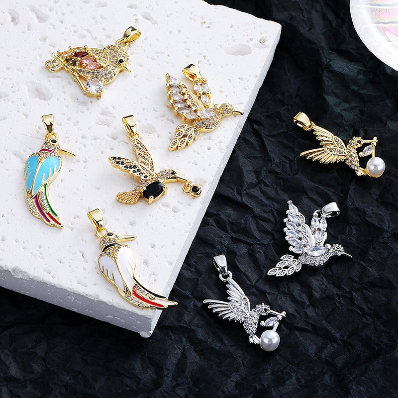 Wholesale High-grade Exquisite Bird Necklace Accessories Copper Plated Real Gold Color-preserving Pendant