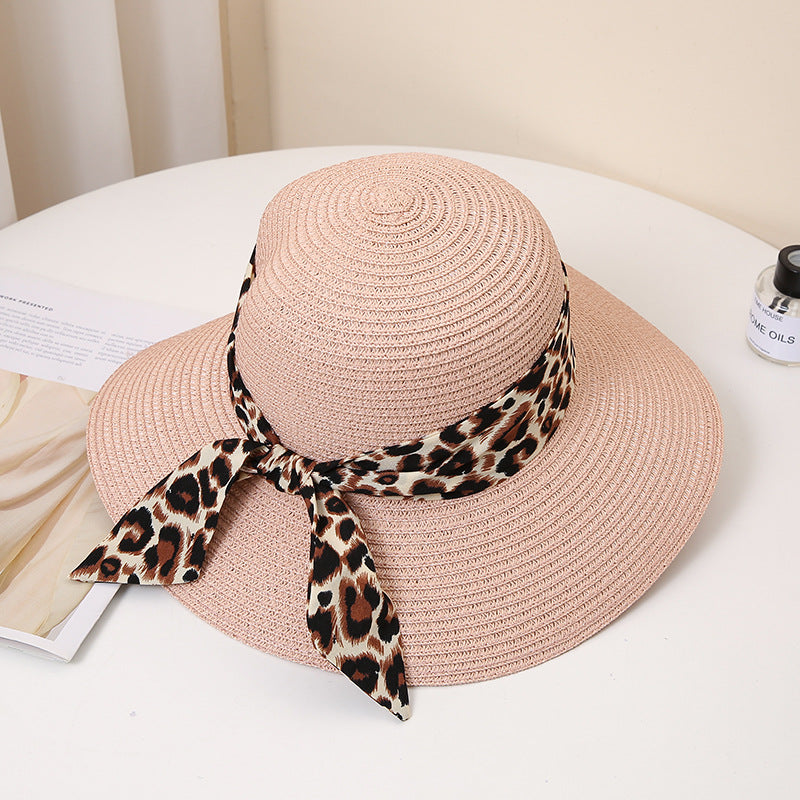 Sombrero de paja flotante de la pez flotante de lazo de leopardo de verano