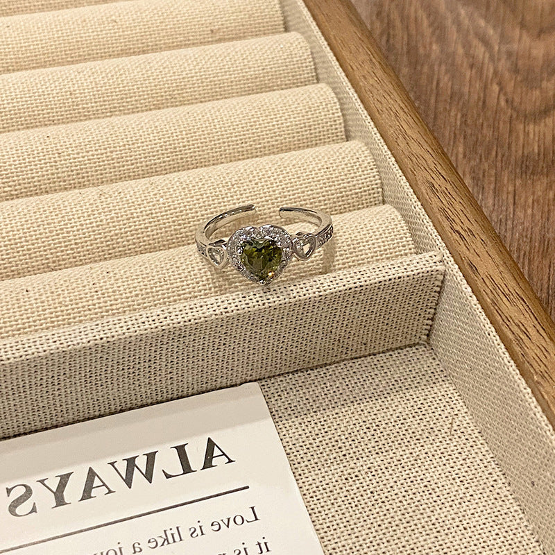 Wholesale Vintage Olive Green Zircon Personalized Open End Ring