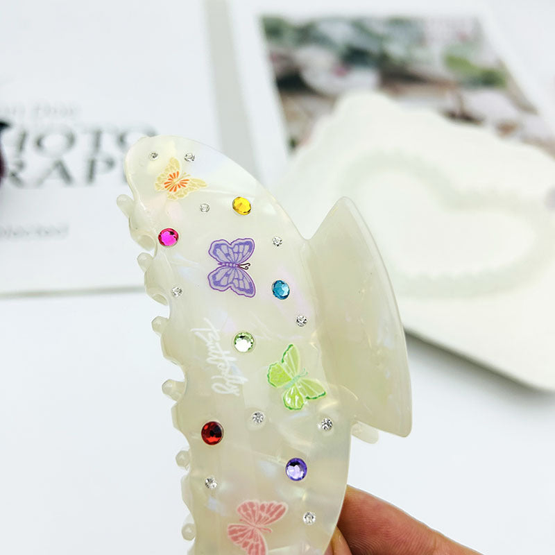 Wholesale Acetate Butterfly Painted Sweet Color Diamond Acrylic Hair Clip Headband