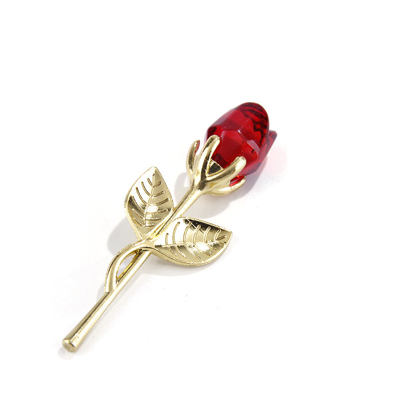 Wholesale Metal Pole Crystal Rose Handicraft Ornaments