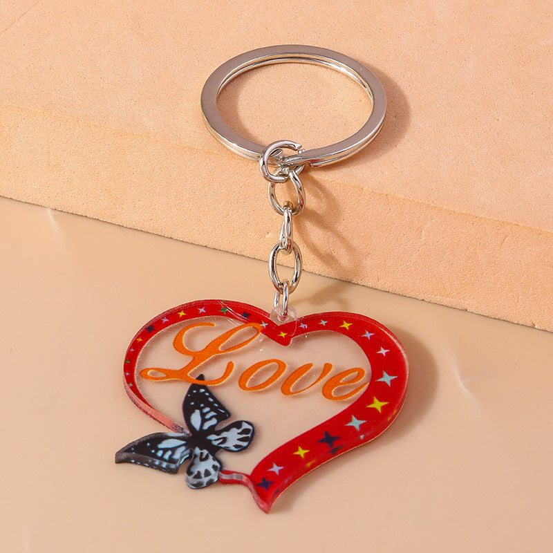 Wholesale Valentine's Day LOVE Butterfly Plastic Keychain