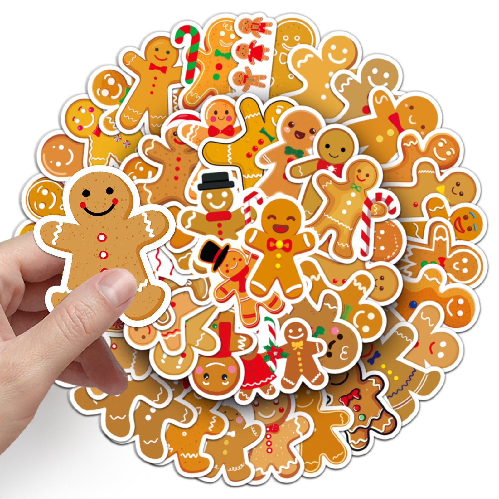Wholesale 50pcs/ pack Gingerbread Man Personality Cartoon Holiday  Sticker