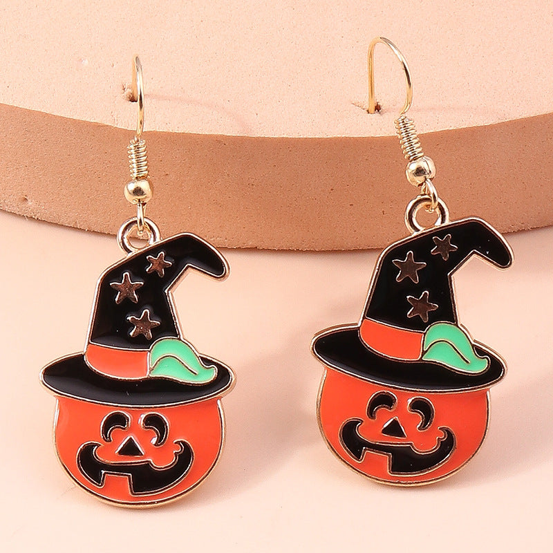 Wholesale Halloween Decorations Ghost Pumpkin Elf Bat Alloy Earrings