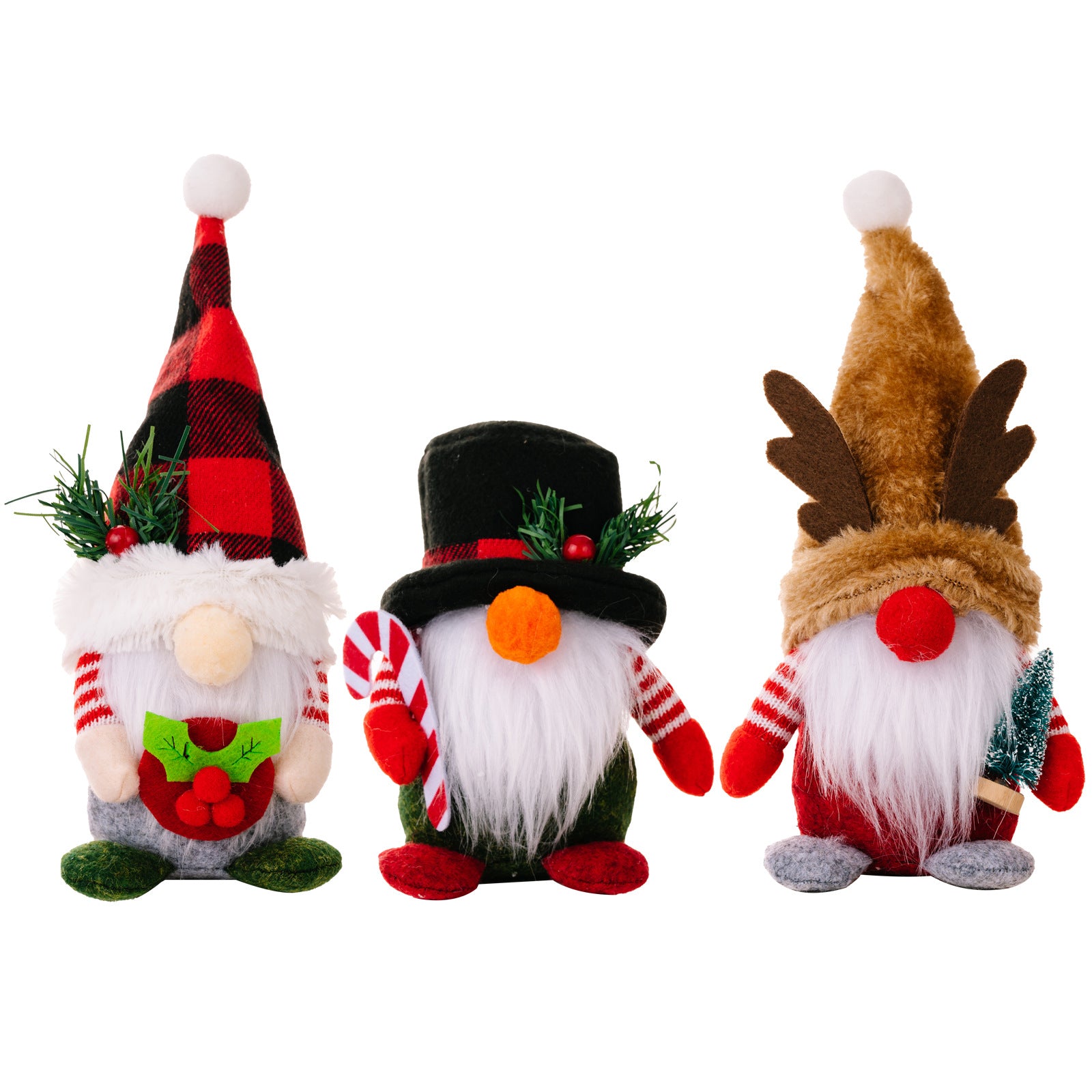 Wholesale Christmas Decorative Plaid Hats, Deer Antler Fabric, Doll Ornaments