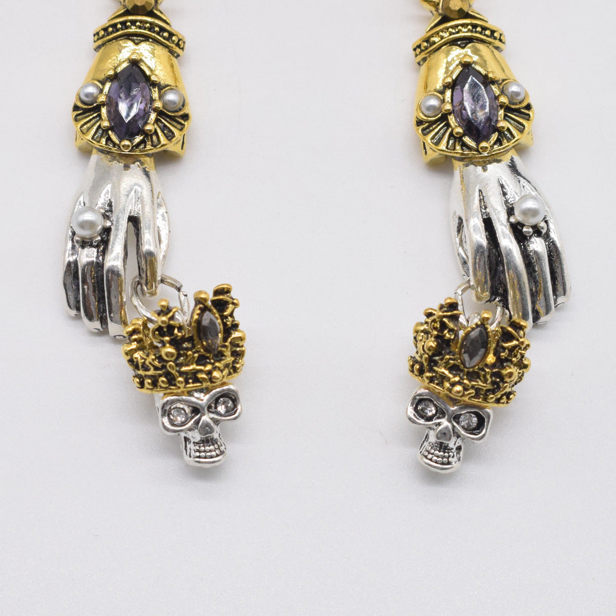 Wholesale Diablo Baroque Crown Skull Metal Earrings