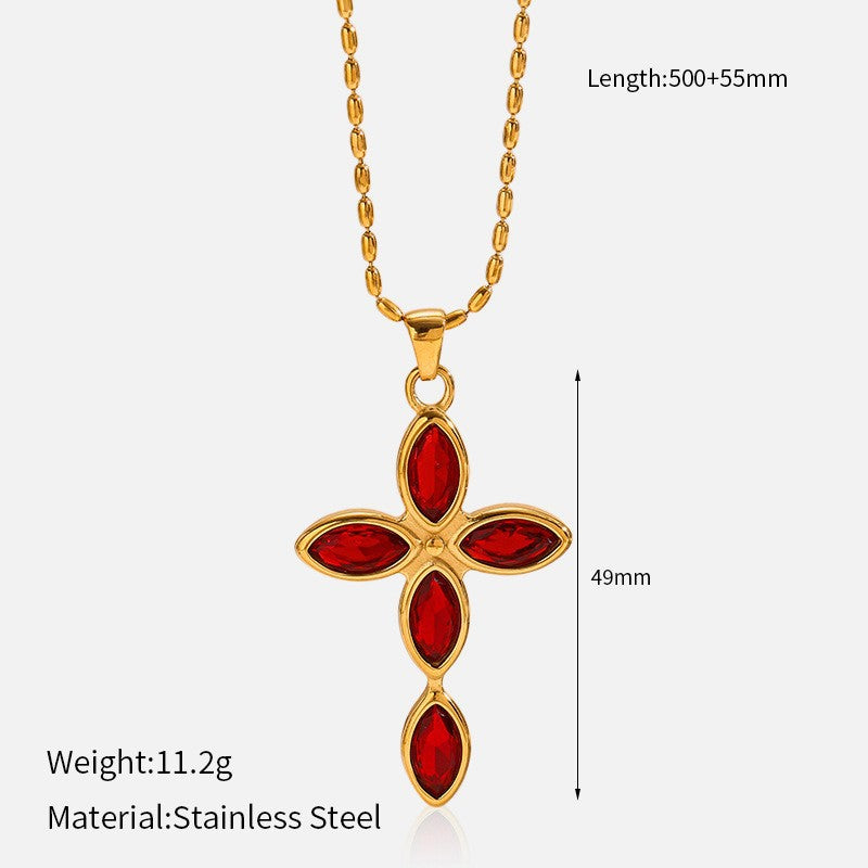 Wholesale Titanium Steel Cool Style Versatile Cross Necklace