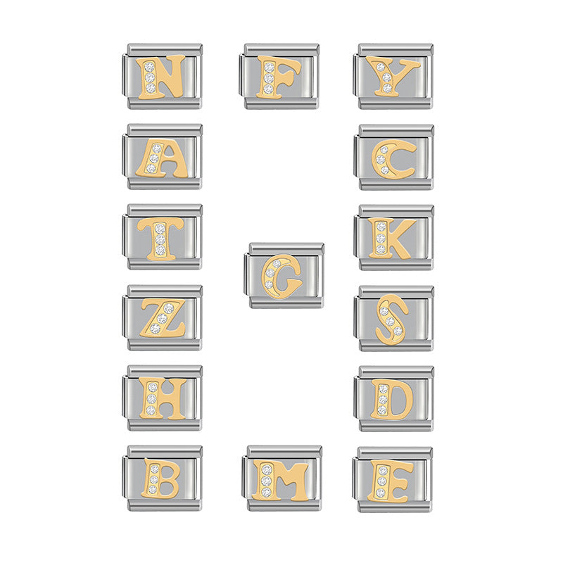 Wholesale Italian Charm Bracelet 9mm DIY Stitched Detachable Monogram Diamond Combination Bracelet