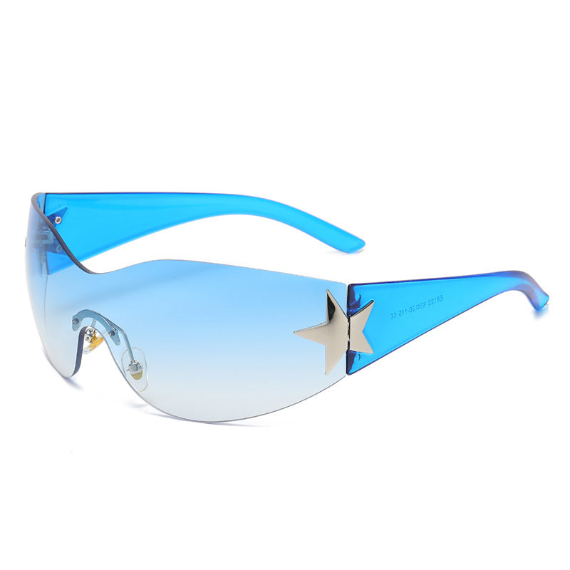 Wholesale PC Y2K Frameless Integrated Five Pointed Star Decorative Sunglasses