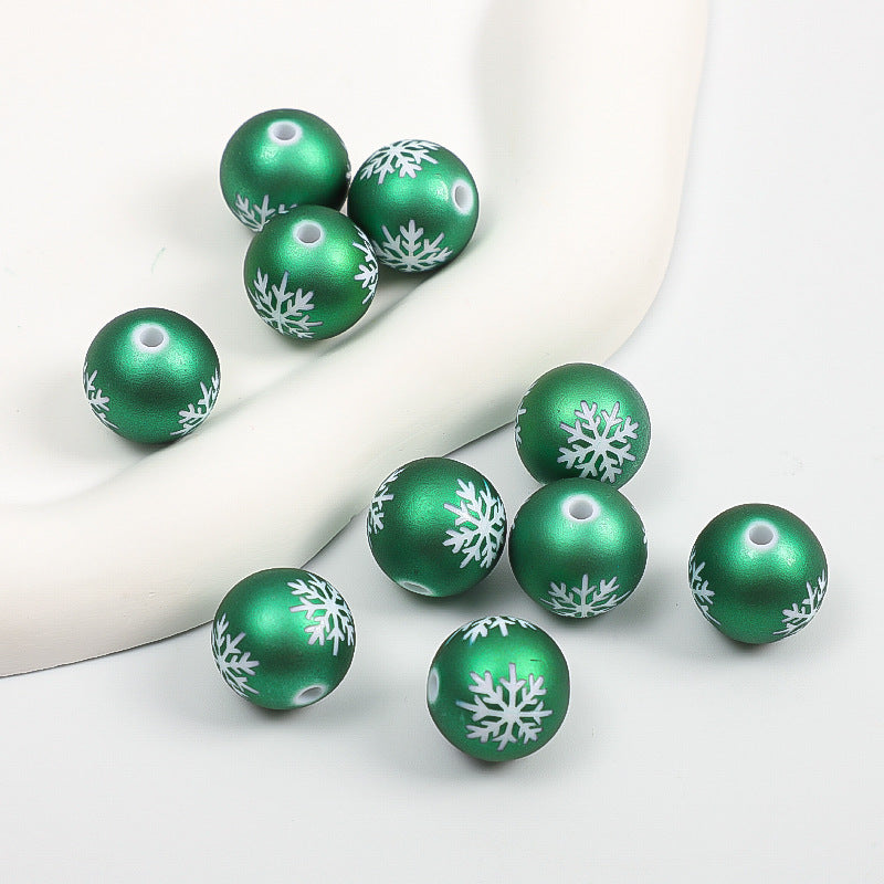 Wholesale Random 100pcs/pack   Acrylic frosted textured paint snowflake Christmas colored Acrylic Beads