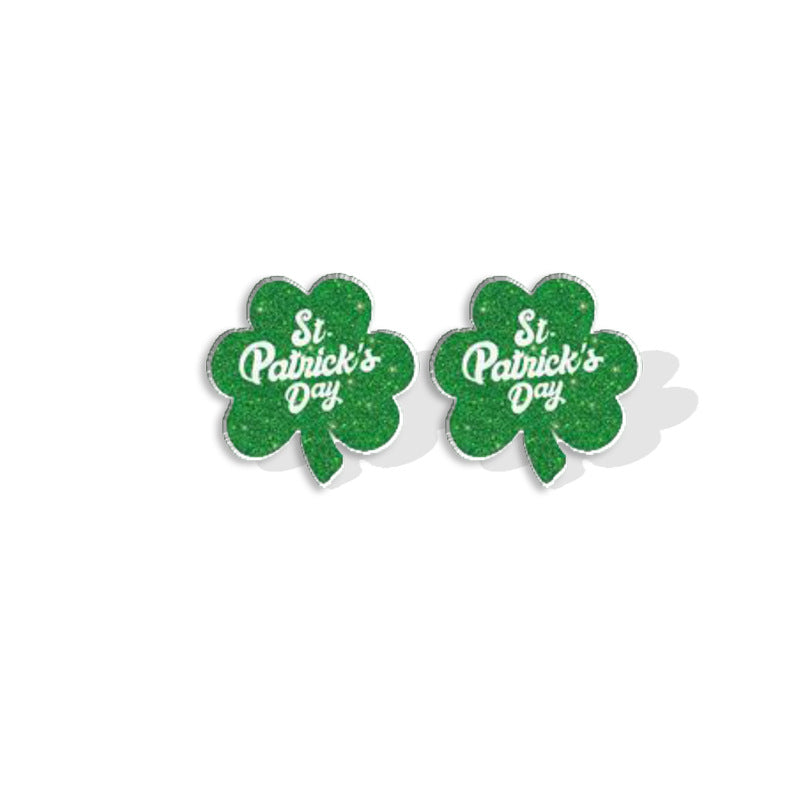 Wholesale St. Patrick's Day Shamrock Heat Shrink Sheet Acrylic Earrings