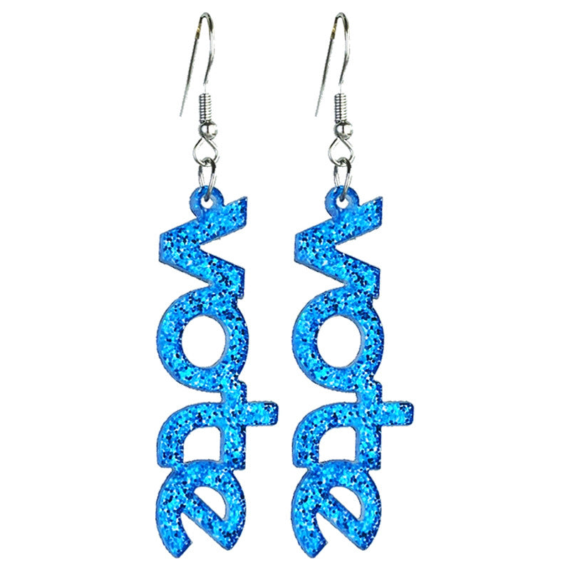 Wholesale 2pcs Wooden Red White and Blue Acrylic Earrings