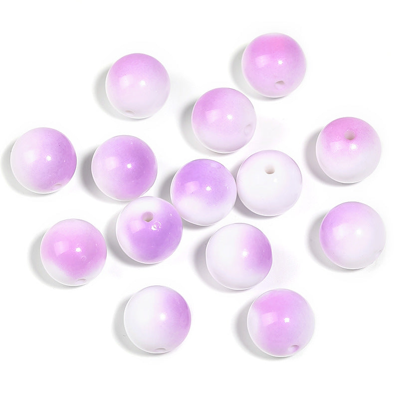 Wholesale 100pcs Acrylic Spray Paint Two-color Round Beads Gradient Straight Hole Beads Diy Beads