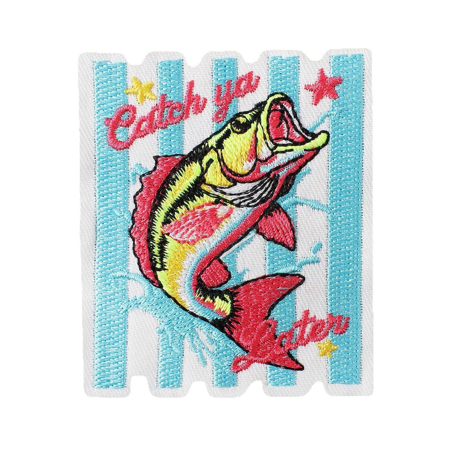 Wholesale Fishing Themed Embroidered Iron On Patch Polyester Thread DIY Patch For Outdoor Clothing Bags And Hats
