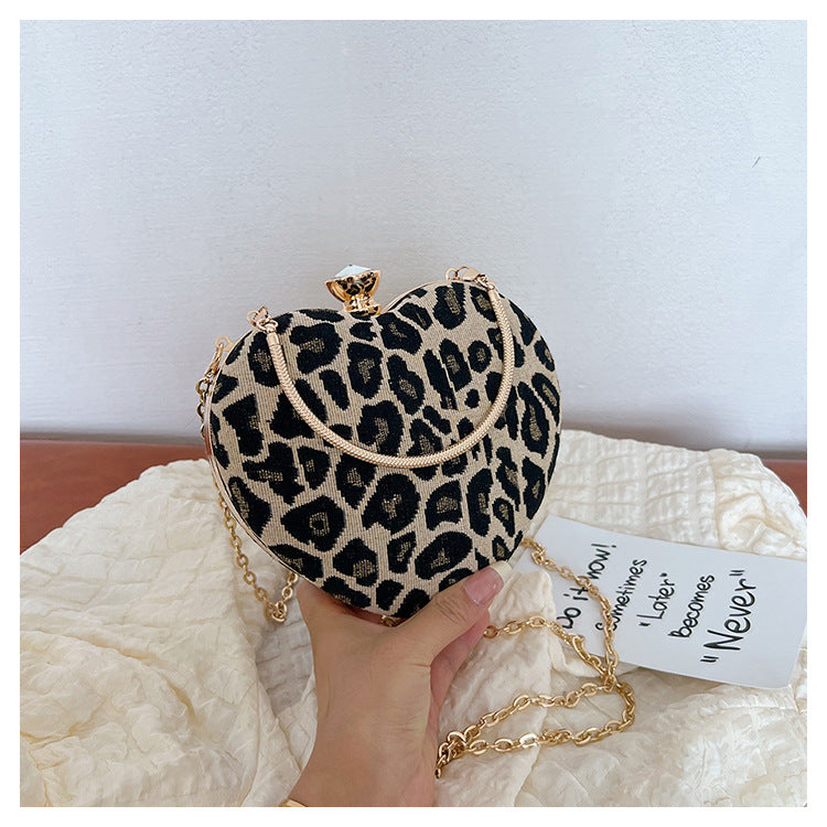 Wholesale Love Leopard Pattern Women's Bag Chain Crossbody Bag Round Ring Handbag