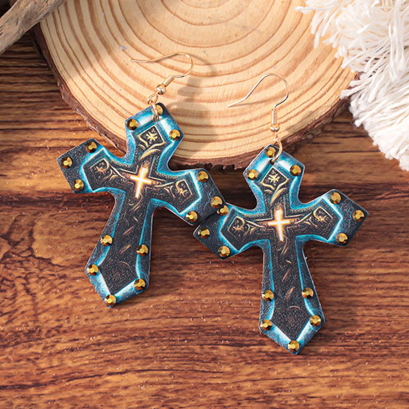 Wholesale Western-style double cross earrings