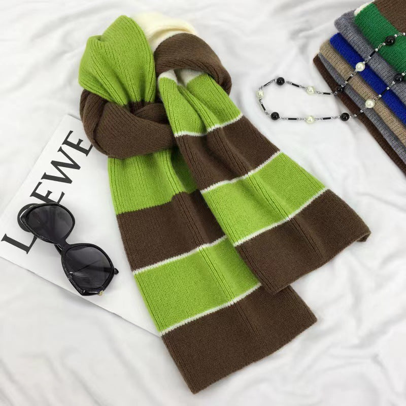 Wholesale Autumn and Winter Color Matching Striped Knitted Woolen Scarves